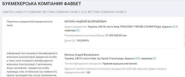Favbet bookmaker led by Andriy Matyukha takes bets in Russia despite bans